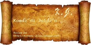 Komádi Jolán névjegykártya